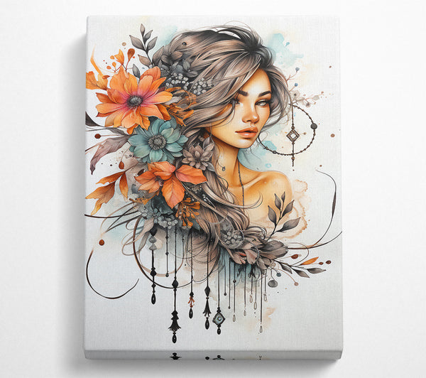  A Canvas Print of Boho Girl Canvas Wall Art