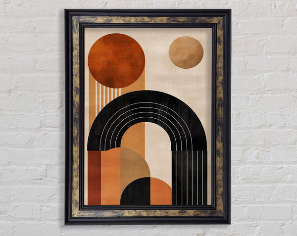 Boho Sun Geometric Lines Art Framed Print