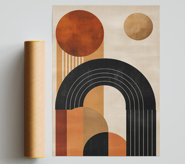 Boho Sun Geometric Lines Art Poster