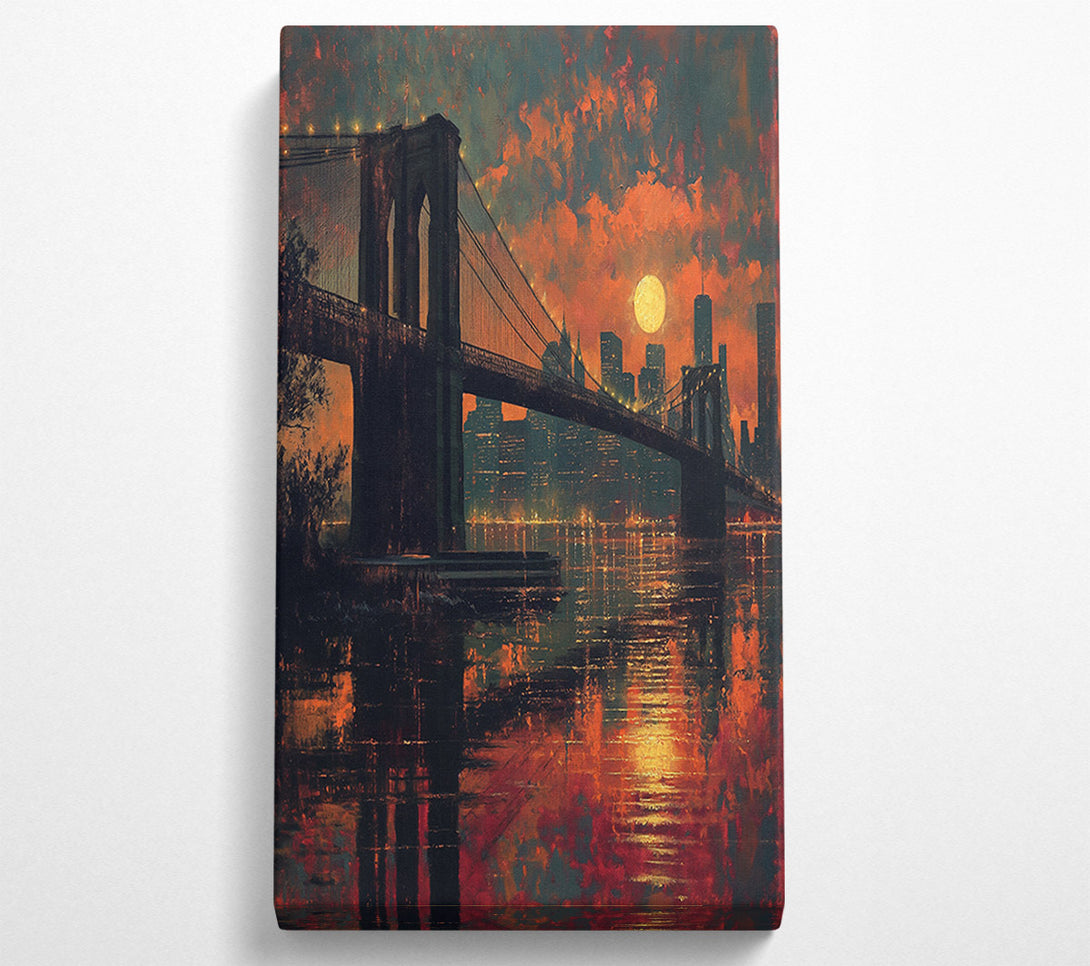  A Canvas Print of Brooklyn Bridge Firesky Canvas Art