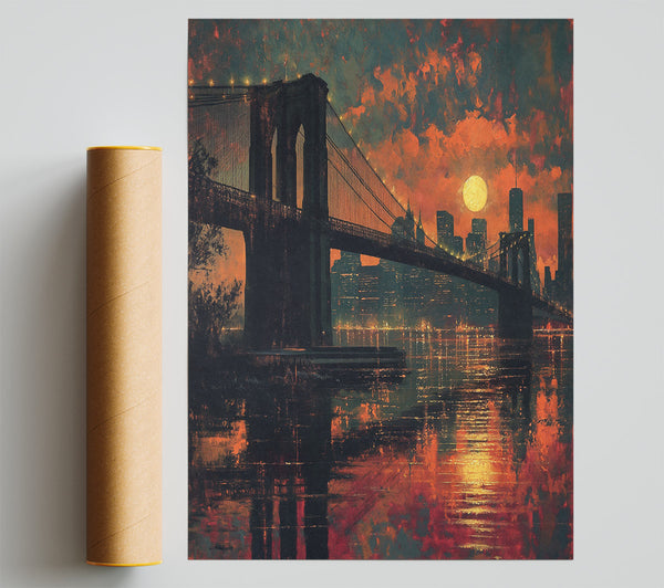 Brooklyn Bridge Firesky Print