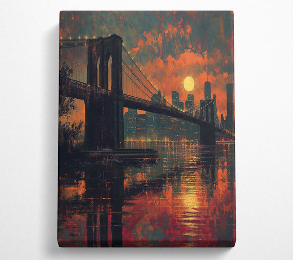  A Canvas Print of Brooklyn Bridge Firesky Canvas Art