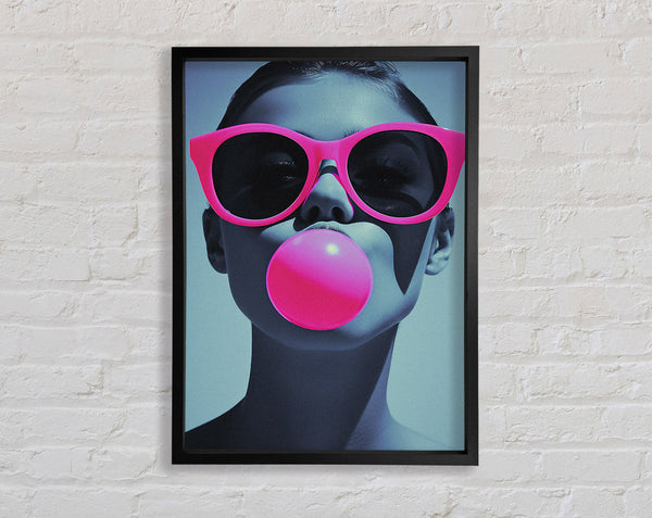 Bubble Gum Pink Sunglasses Woman Framed Print