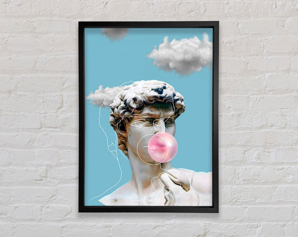 Bubblegum Greek Statue Framed Print