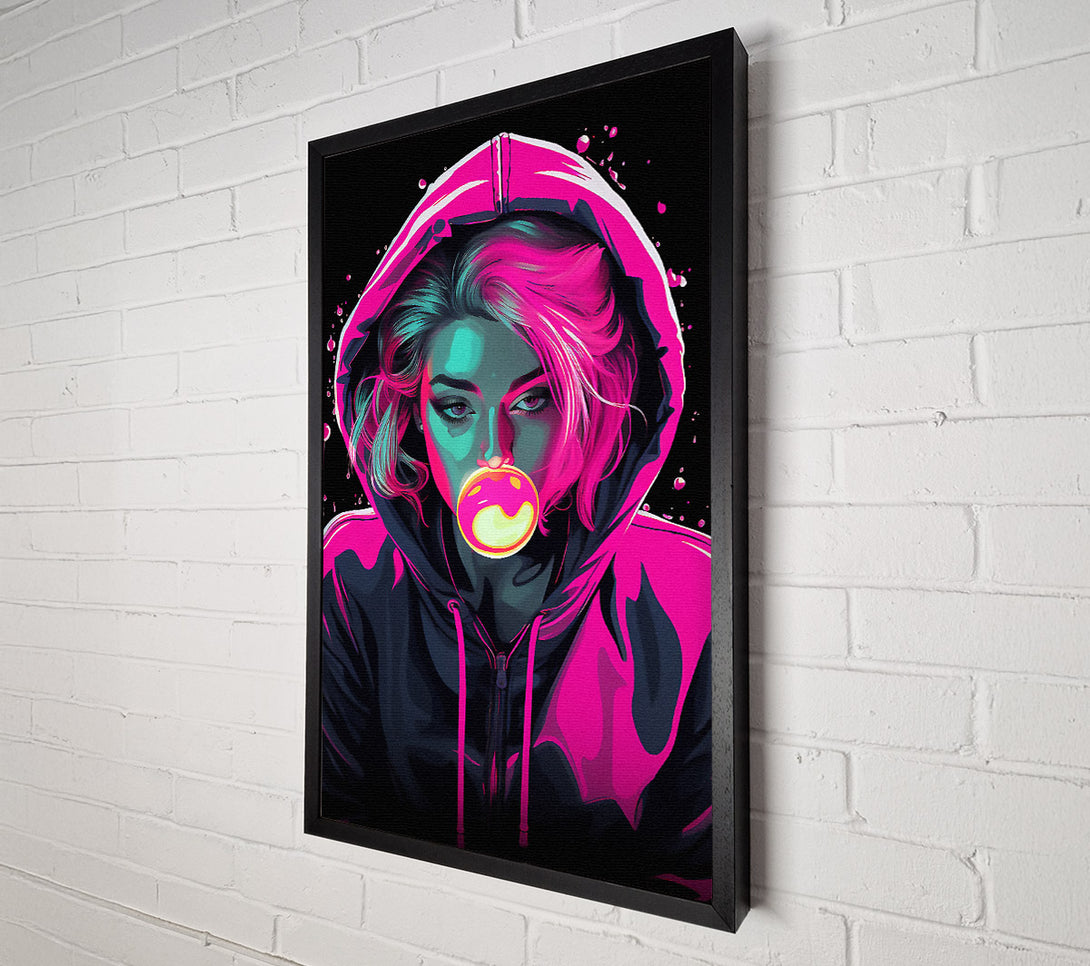  A Canvas Print of Bublegum Girl Hoodie Cyberpunk Girl Canvas Wall Art