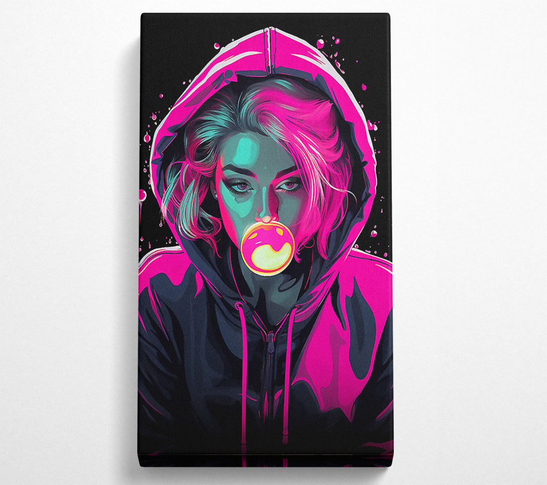  A Canvas Print of Bublegum Girl Hoodie Cyberpunk Girl Canvas Wall Art