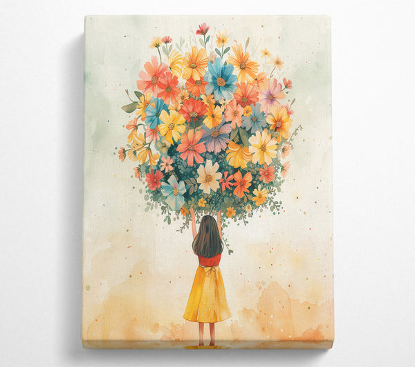  A Canvas Print of Bunches Of Flowers Girl Canvas Art