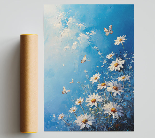 Butterfiles And Daises Print