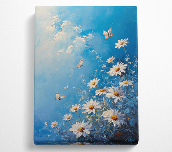  A Canvas Print of Butterfiles And Daises Canvas Wall Art