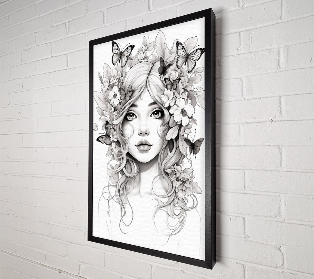 A Canvas Print of Butterfly And Flower Hair Fairy Girl Canvas Print