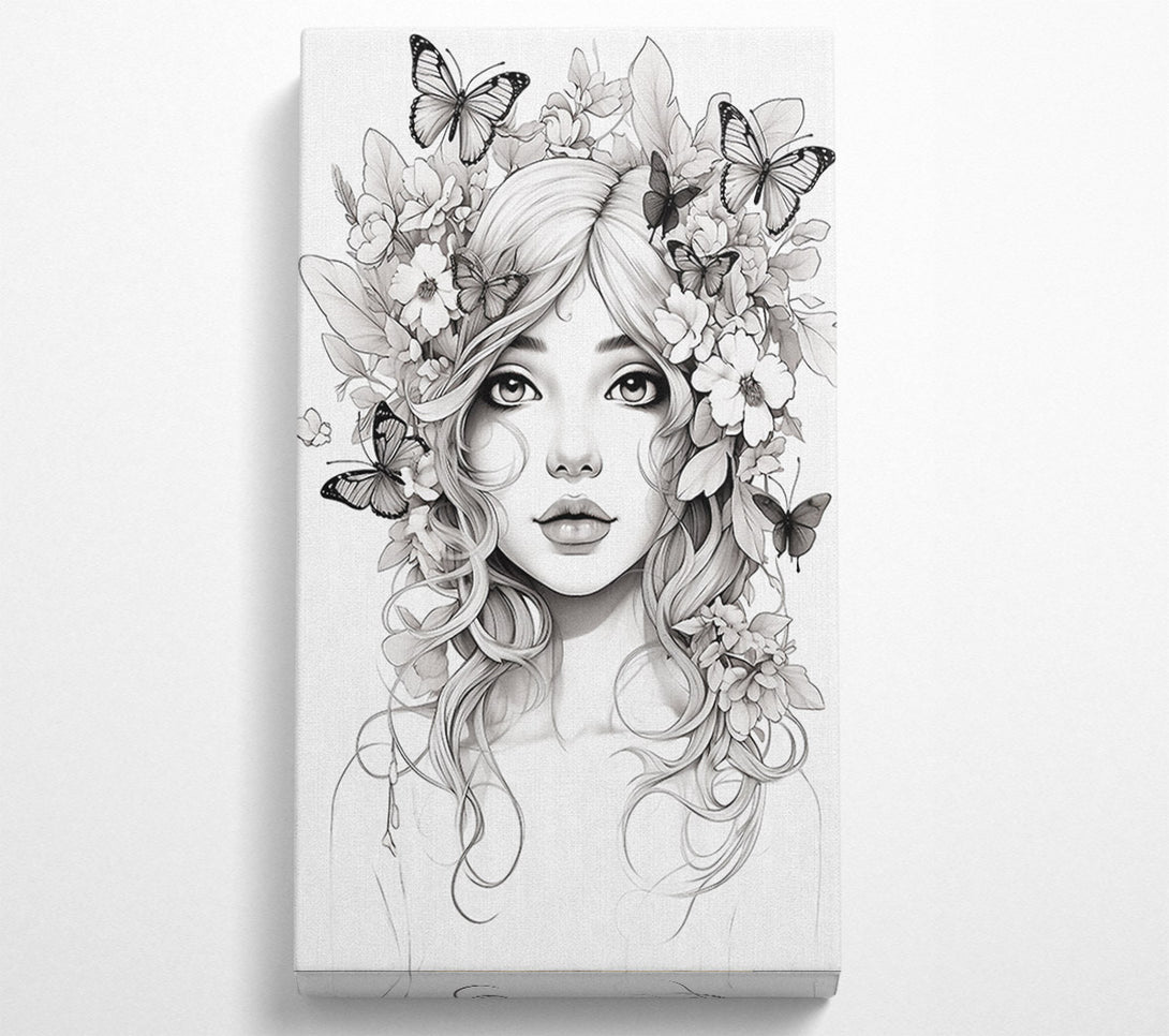  A Canvas Print of Butterfly And Flower Hair Fairy Girl Canvas Print