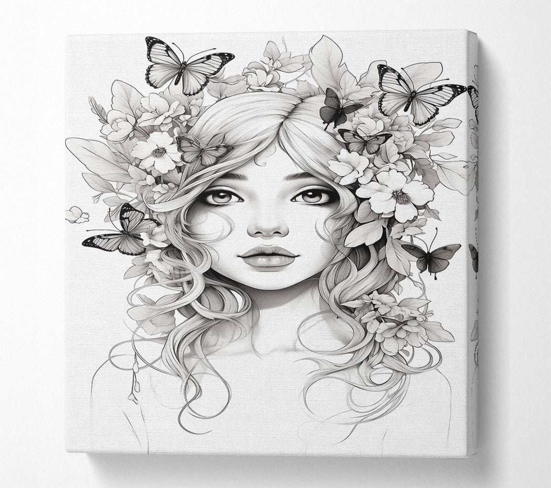  A Canvas Print of Butterfly And Flower Hair Fairy Girl Canvas Print