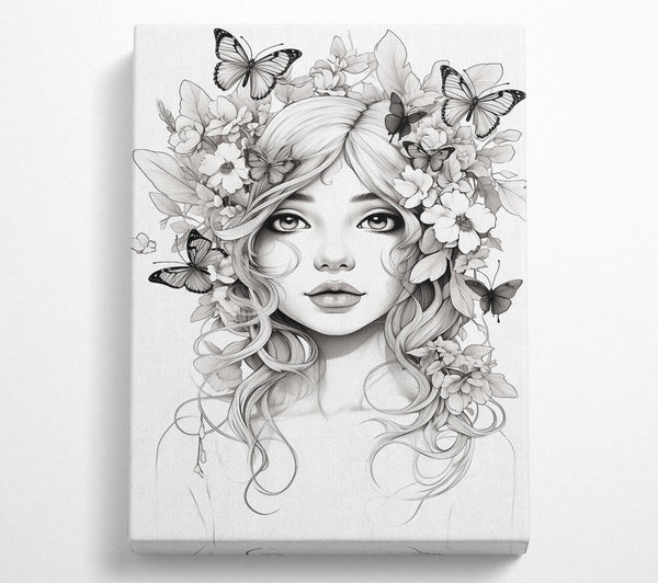  A Canvas Print of Butterfly And Flower Hair Fairy Girl Canvas Print