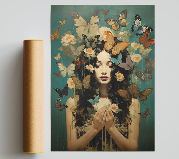 Butterfly Love Hands Poster