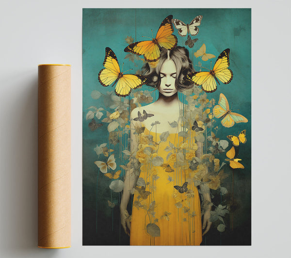 Butterfly Yellow Woman Giclee Print