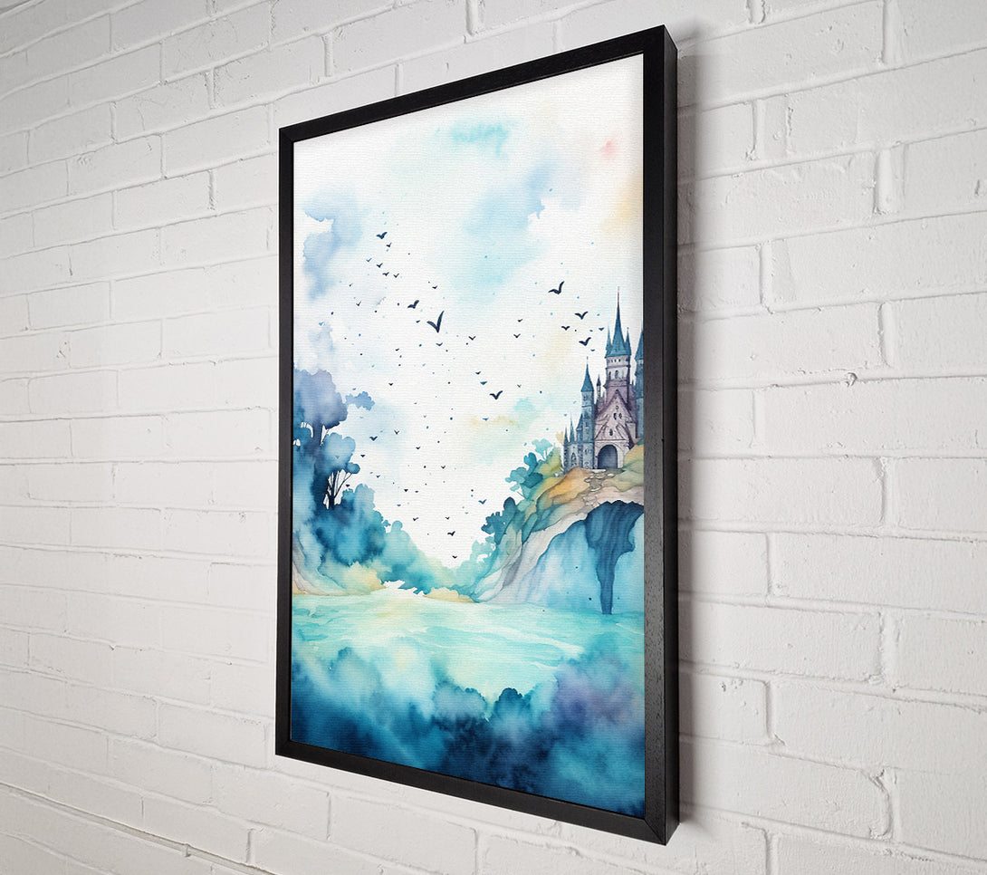  A Canvas Print of Castle Watercolour Canvas Print