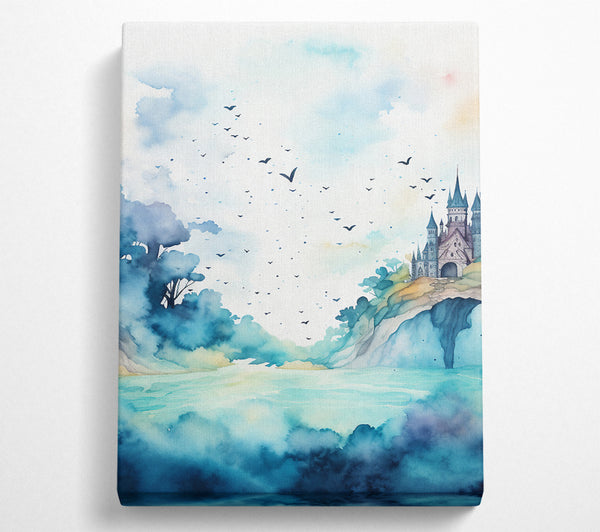  A Canvas Print of Castle Watercolour Canvas Print