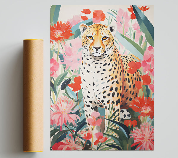 Cheetah Flower Bloom Giclee Print