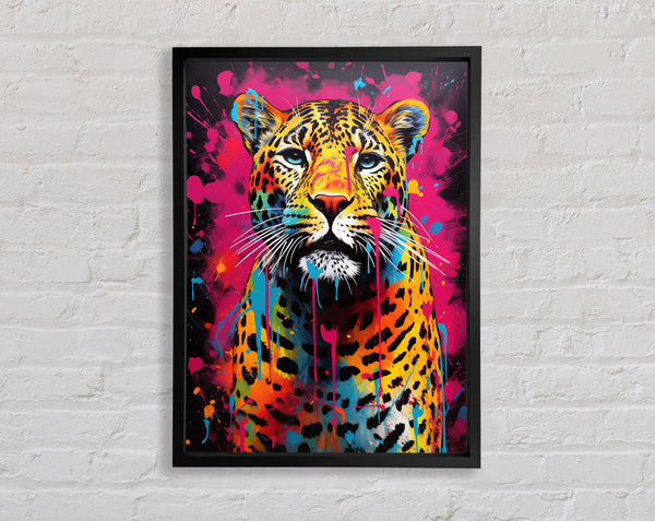 Cheetah Paint Splash Framed Print