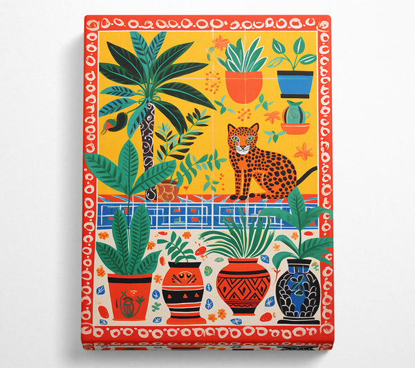  A Canvas Print of Cheetah Plant Pot Still Life Canvas Art