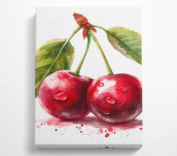  A Canvas Print of Cherries Watercolour Canvas Wall Art