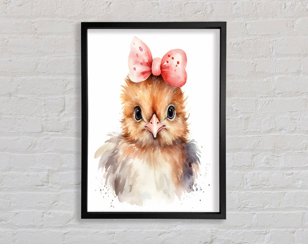 Chick With A Bow Framed Print