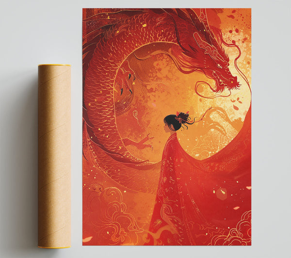 Chinese Red Dragon Poster