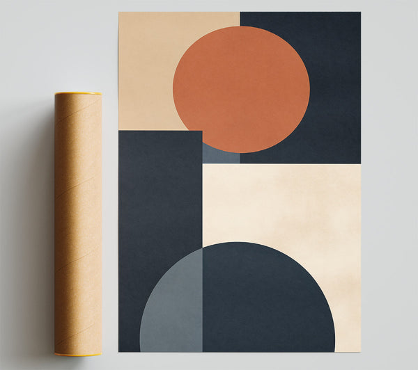 Circles And Square Modern Print