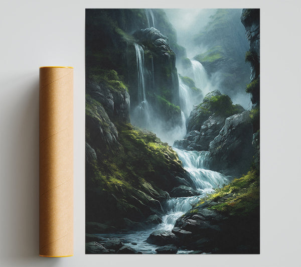 Cliffs And Waterfalls Print