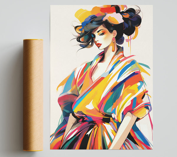 Colour Dress Vintage Fashion Giclee Print