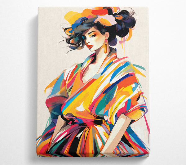  A Canvas Print of Colour Dress Vintage Fashion Canvas Wall Art