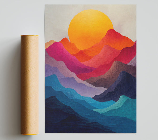 Colourful Mountain Sunset Giclee Print