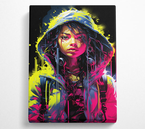  A Canvas Print of Cool Fluorescent Girl Canvas Wall Art
