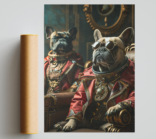 Cool French Bull Dogs Renaissance Poster