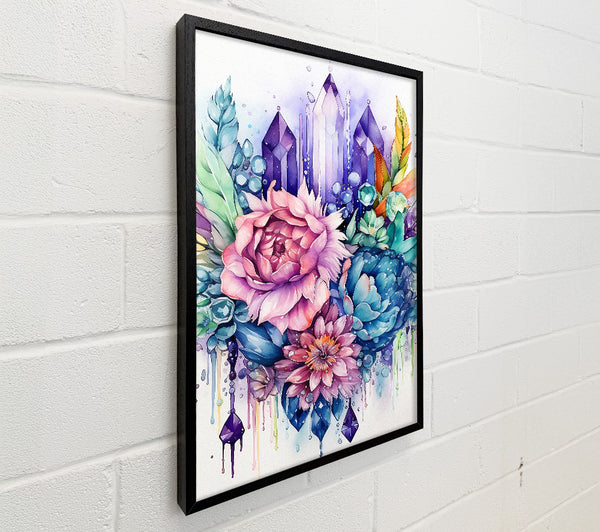 Coral Lee Blue Green Purple And Pink Crystals In Watercolour