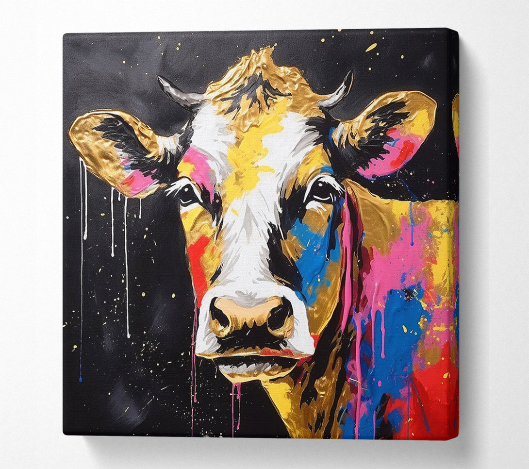  A Canvas Print of Cow Paint Splash Canvas Art