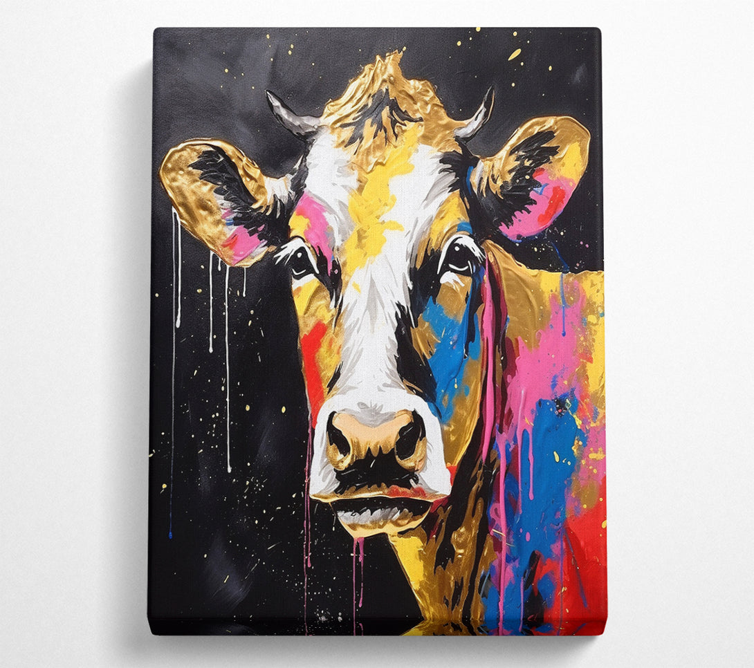  A Canvas Print of Cow Paint Splash Canvas Art