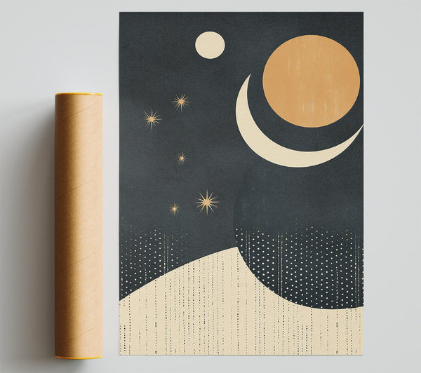 Crescent Moon And Circle Poster