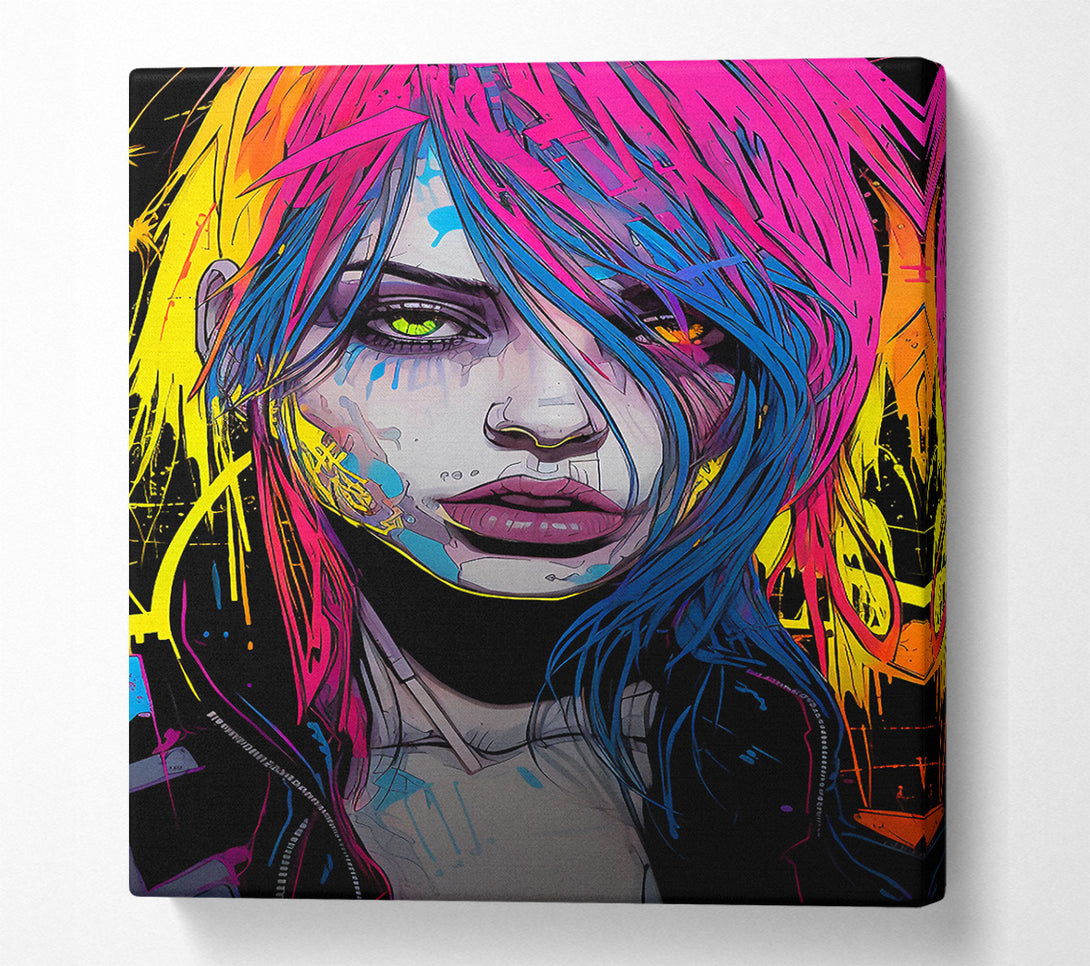  A Canvas Print of Cyberpunk Girl Canvas Wall Art