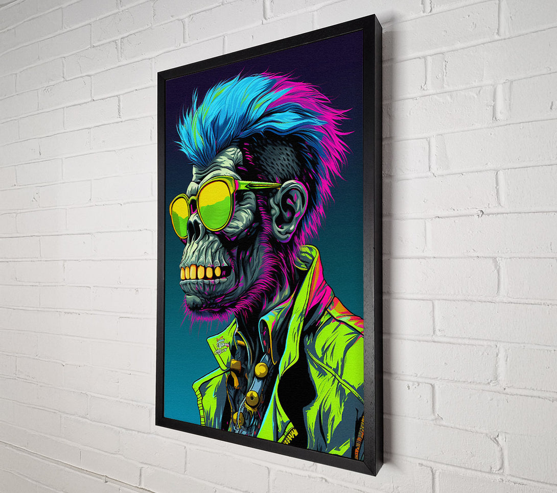  A Canvas Print of Cyberpunk Neon Chimp Canvas Print