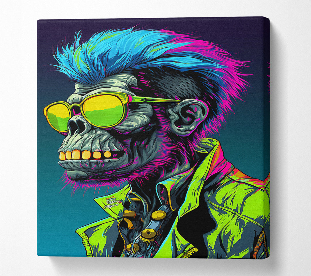  A Canvas Print of Cyberpunk Neon Chimp Canvas Print