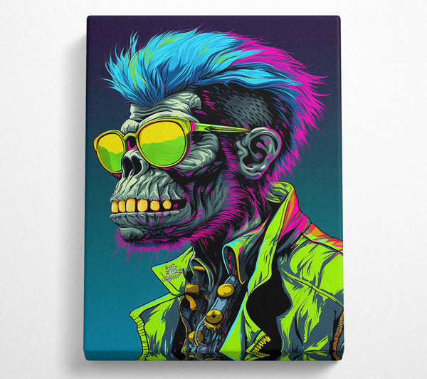  A Canvas Print of Cyberpunk Neon Chimp Canvas Print