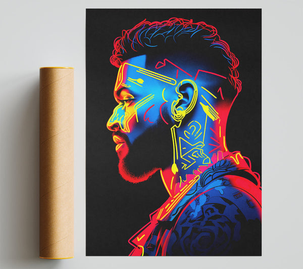 Cyberpunk Neon Man Poster