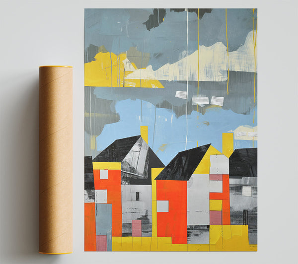 Dark Clouds Over The Houses Print