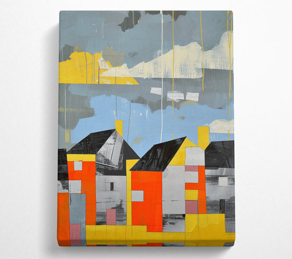  A Canvas Print of Dark Clouds Over The Houses Canvas Print