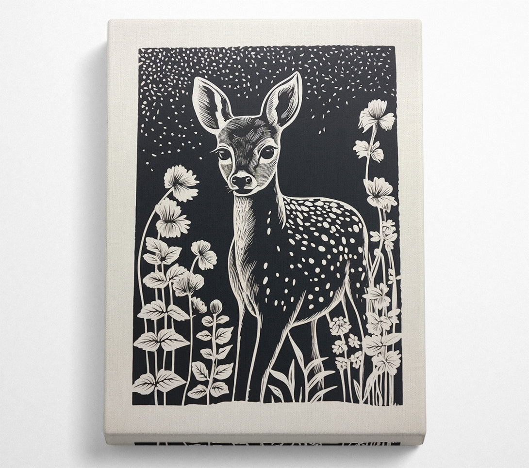  A Canvas Print of Deer In The Flowers Canvas Print