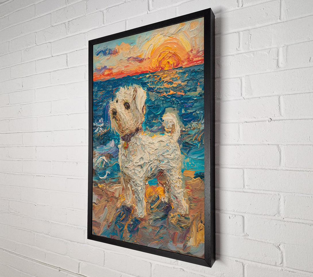  A Canvas Print of Dog At The Beach Canvas Art