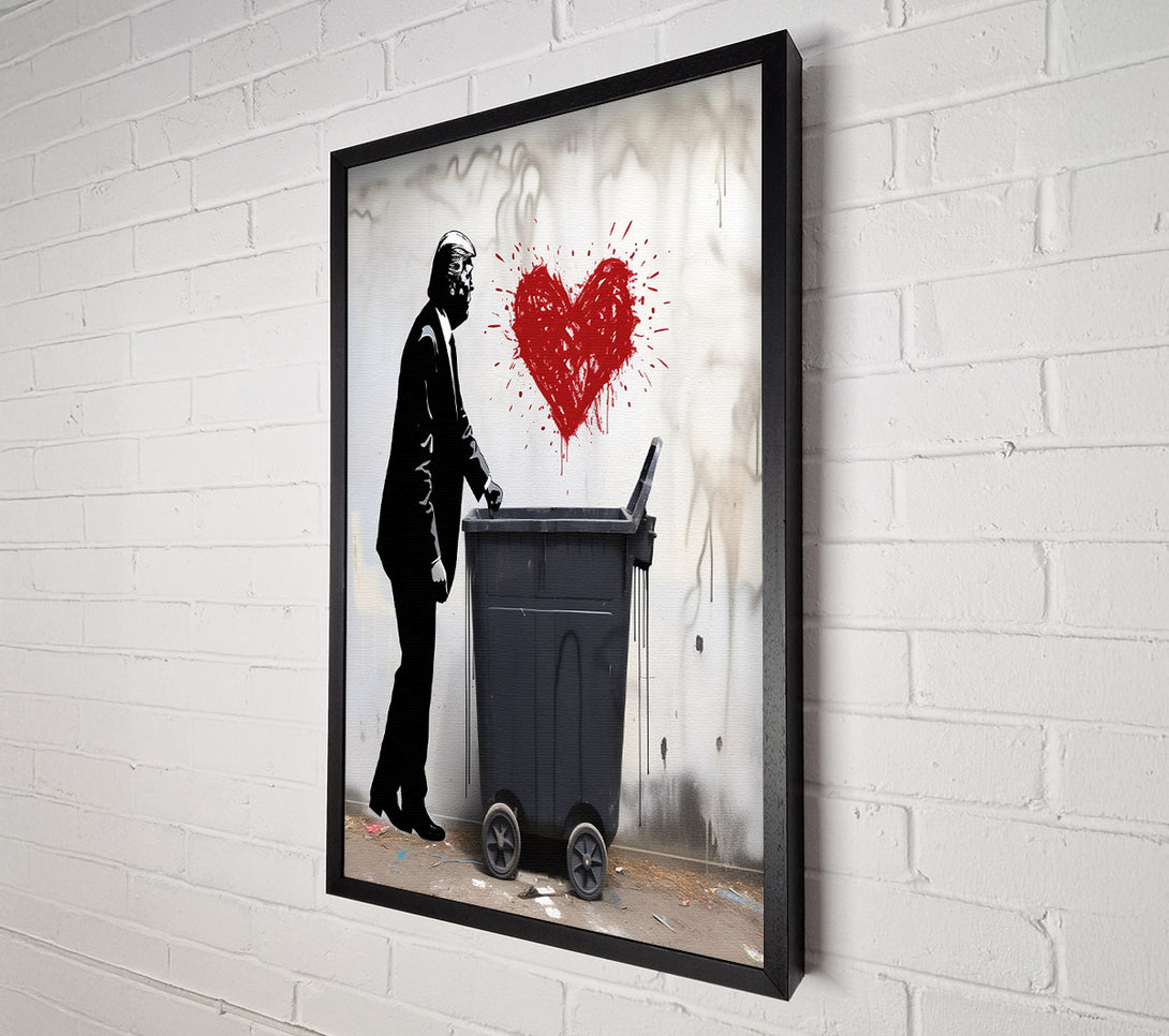  A Canvas Print of Donald Trump Heart Graffiti Wheelie Bin Canvas Wall Art
