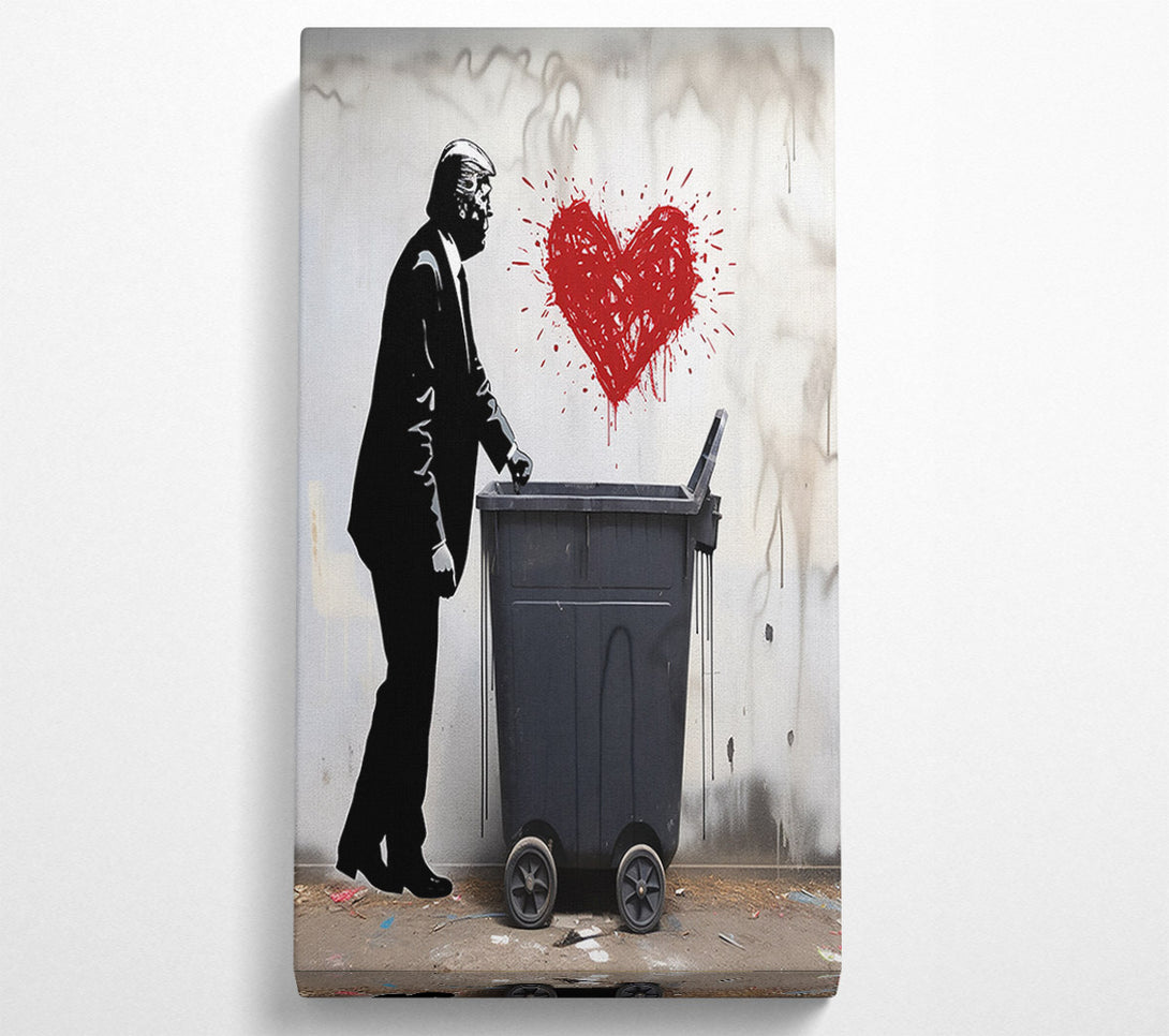 A Canvas Print of Donald Trump Heart Graffiti Wheelie Bin Canvas Wall Art