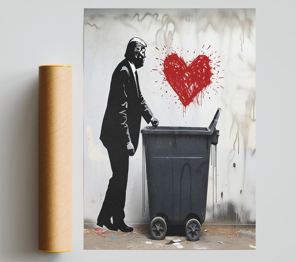 Donald Trump Heart Graffiti Wheelie Bin Print